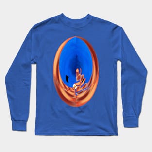 Disrupted Egg Path On Blue Cut Long Sleeve T-Shirt